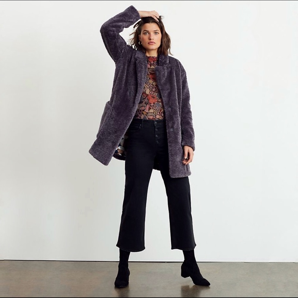 Anthropologie Purple Faux Fur Teddy Jacket - Picture 2 of 10